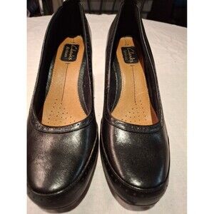 Clarks Artisan womens Black Leather 3 Inch Heel Pumps Size 8